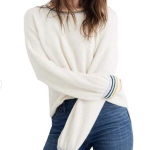 Madewell Rainbow Trim Alpaca Wool Gladwell Balloon Sleeve Sweater Women’s Sz XS